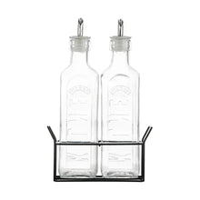 Load image into Gallery viewer, Kilner Set Of 2 Oil Bottles & Metal Rack 0.6 Litre | Kilner | Hadley Green Home