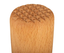 Load image into Gallery viewer, Close-up of a light brown wooden Kilner fermentation mallet head with a textured diamond-patterned top surface, isolated on a white background. | Hadley Green Home