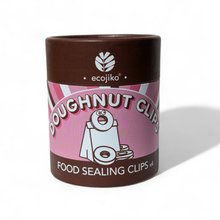 Load image into Gallery viewer, Container of ecojiko doughnut clips with pink label and brown lid on white background | Hadley Green Home