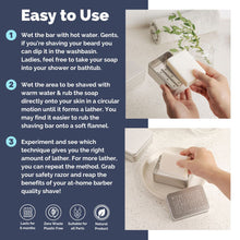 Load image into Gallery viewer, Charcoal & Cracked Black Pepper Shaving Soap