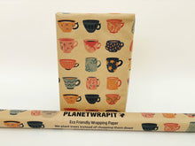 Load image into Gallery viewer, Roll of Planetwrap eco-friendly wrapping paper with cup design on a white background | Hadley Green Home