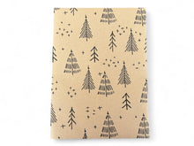 Load image into Gallery viewer, simple line drawn Christmas trees on recycled brown kraft wrapping paper | Hadley Green Home