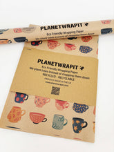 Load image into Gallery viewer, Planetwrapit eco-friendly wrapping paper with cup design on a white background | Hadley Green Home