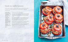 Load image into Gallery viewer, Stuffed tomatoes on a baking tray with a recipe on the left side | Hadley Green Home