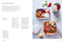 Load image into Gallery viewer, Instant noodle bento with vegetables and a drink on a gray surface, text on the left side. | Hadley Green Home