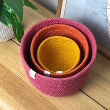 Load image into Gallery viewer, ReSpiin baskets, set of 3 'fire' sustainable jute nesting baskets | Little Twidlets