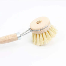 Load image into Gallery viewer, Dishwashing brush with wooden handle and bristle head on a white background | A Slice Of Green | Hadley Green Home
