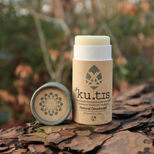 Load image into Gallery viewer, Kutis natural deodorant stick and cap on a wooden surface with a natural background | Hadley Green Home
