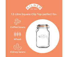 Load image into Gallery viewer, Kilner Clip Top Square Jar 1.5 Litre | Kilner | Hadley Green Home