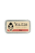 Load image into Gallery viewer, 'ku.tis' organic lip balm in a silver tin on a white background | Hadley Green Home