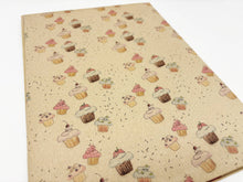 Load image into Gallery viewer, Beige Kraft wrapping paper with cupcake pattern on a white background | Hadley Green Home