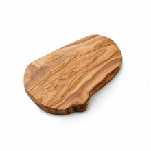 Load image into Gallery viewer, A natural olive wood chopping board with a unique grain and curved edge. | Hadley Green Home