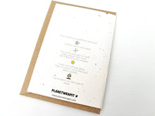 Load image into Gallery viewer, Seed paper card with instructions and Planet Wrap It branding on a white background | Hadley Green Home