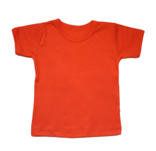 Load image into Gallery viewer, An orange short-sleeved children's t-shirt laid flat on a plain background. | Hadley Green Home
