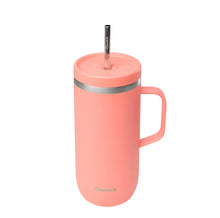 Load image into Gallery viewer, Pink peach tumbler with a straw on a white background | Little twidlets