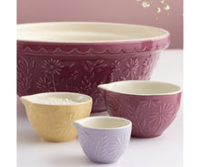 Load image into Gallery viewer, Set of embossed ceramic bowls in various colors on a light background Mason cash | Hadley Green Home