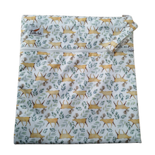 Load image into Gallery viewer, Tickle Tots Wet bag in Stag print, featuring two pockets for wet/dry and a handy loop for hanging | Hadley Green Home