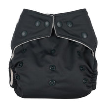 Load image into Gallery viewer, baba and boo reusable one size cloth nappy little twidlets graphite black dark