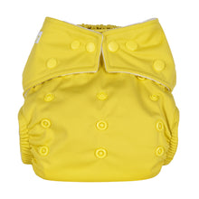 Load image into Gallery viewer, baba and boo reusable one size cloth nappy little twidlets jasmine yellow