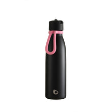 Load image into Gallery viewer, Sloop Loop for One Green Bottle reusable water bottle silicone holder carrier Little Twidlets on black bottle
