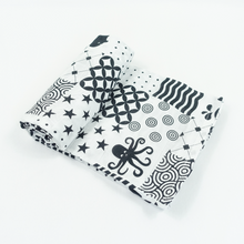 Load image into Gallery viewer, black and white high contrast sensory patterned organic cotton and bamboo new baby muslinz | Hadley Green Home