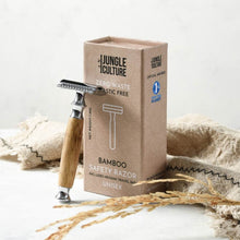 Load image into Gallery viewer, Bamboo Safety Razor for plastic free shaving men and women with Jute Travel Bag, little twidlets