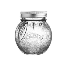 Load image into Gallery viewer, Clear glass Orange shaped Kilner jar with silver lid on a white background | Hadley Green Home 

