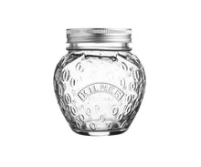 Load image into Gallery viewer, A Kilner glass jar with a textured, strawberry surface and a silver metal screw-on lid, shown against a plain white background. | Hadley Green Home 

