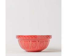 Load image into Gallery viewer, A red Mason Cash ceramic bowl with embossed geometric patterns, photographed against a neutral light gray background. | Hadley Green Home 

