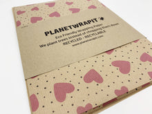 Load image into Gallery viewer, Planetwrapit eco-friendly wrapping paper with heart pattern on a white background | Hadley Green Home
