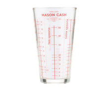 Load image into Gallery viewer, A clear glass measuring cup with red printed measurement markings and the text 'MASON CASH' at the top, shown on a plain white background. | Hadley Green Home 
