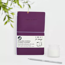 Load image into Gallery viewer, Recycled Leather Planner – Purple |  Vent for Change
