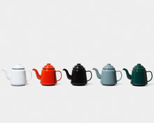Load image into Gallery viewer, Five colorful teapots arranged in a row on a white background
