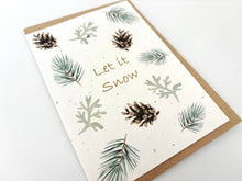 Load image into Gallery viewer, Greeting card with pinecones and foliage design on a white background with envelope | Planet Wrap It | Hadley Green Home
