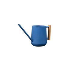 Load image into Gallery viewer, Blue watering can with a wooden handle on a white | Burgon and Ball | Hadley Green Home
