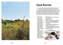 Load image into Gallery viewer, Page from a book about seed bombs with a photo of a field and instructions. | Hadley Green Home 
