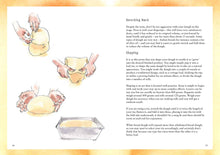 Load image into Gallery viewer, Page from a cookbook showing illustrations of dough shaping and text on kneading and shaping techniques. | Hadley Green Home
