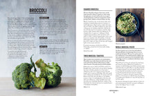 Load image into Gallery viewer, Broccoli on a wooden surface with text about broccoli recipes on a  page from  the cookbook Use Iut All | Hadley Green Home
