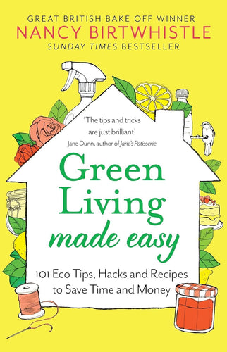 Book cover of 'Green Living Made Easy' by Nancy Birtwhistle with a yellow background and illustrations. | Little Twidlets