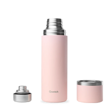 Load image into Gallery viewer, Pink thermos bottle with silver cap and base on a white background | Little Twidlets
