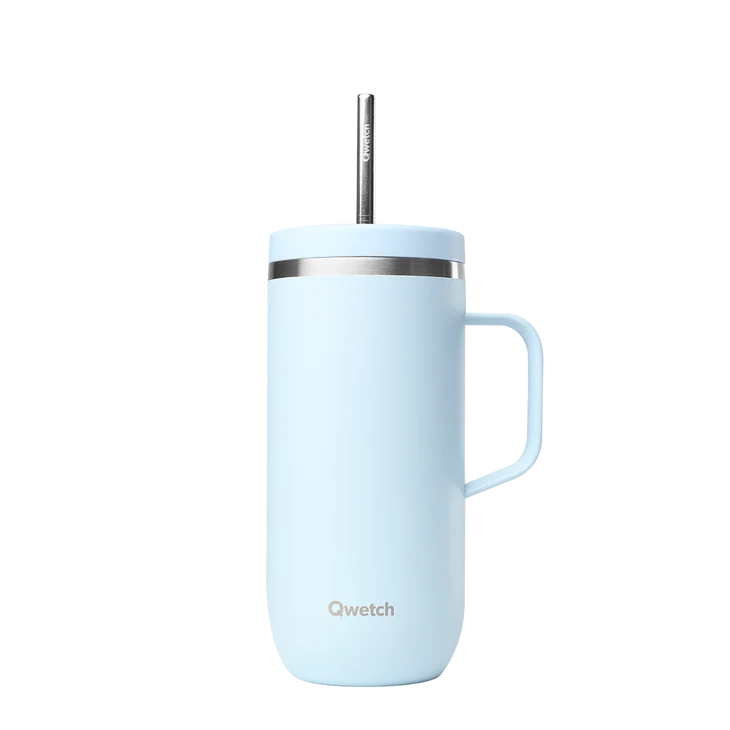 Insulated Stainless Steel Cold Cup With Handle – Pastel Blue – 600ml