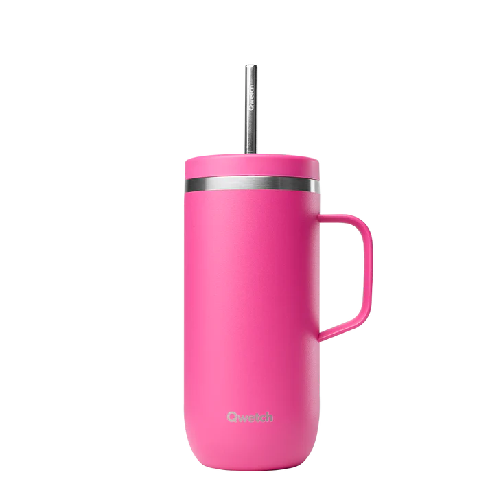 Insulated Stainless Steel Cold Cup With Handle – Magenta – 600ml