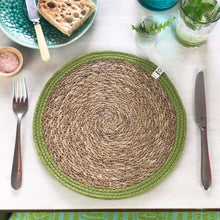 Load image into Gallery viewer, Set of 6 Seagrass &amp; Jute Tablemats - Natural/Green Table set | Hadley Green Home
