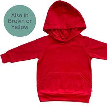 Load image into Gallery viewer, Red hoodie on a white background with text indicating color options.  | Hadley Green Home
