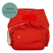 Load image into Gallery viewer, Red Baba &amp; Boo cloth diaper with snap button and velcro closure on a white background  | Hadley Green Home
