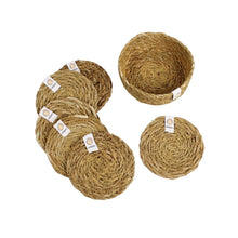 Load image into Gallery viewer, Set of woven coasters with a basket with labels on a white background | Respiin | Hadley Green Home
