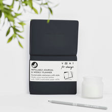 Load image into Gallery viewer, Recycled Leather Planner – Charcoal Black | Vent For Change
