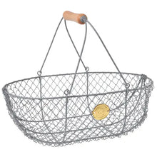 Load image into Gallery viewer, Wire basket with wooden handle and brand tag on a white background  | Burgon and Ball | Hadley Green Home
