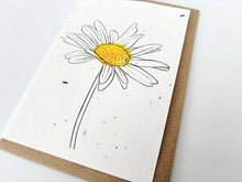 Load image into Gallery viewer, plantable seed Card with a daisy illustration on a white background | Planetwrapit |Hadley Green Home 
