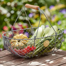 Load image into Gallery viewer, Wire basket with vegetables on a wooden surface outdoors | Burgon and Ball | Hadley Green Home
